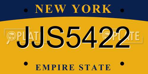 JJS5422 New York License Plate