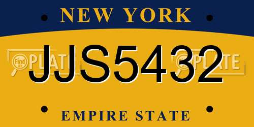 JJS5432 New York License Plate
