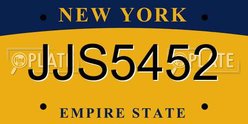 JJS5452 New York License Plate