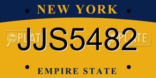 JJS5482 New York License Plate