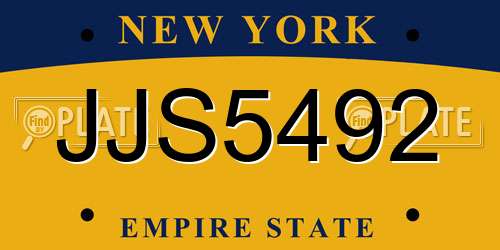 JJS5492 New York License Plate