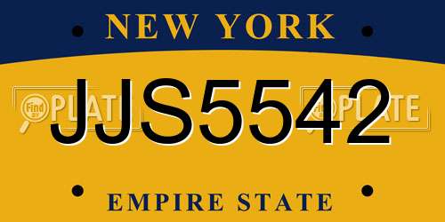 JJS5542 New York License Plate