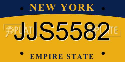 JJS5582 New York License Plate