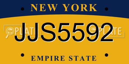 JJS5592 New York License Plate