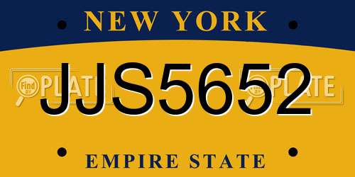 JJS5652 New York License Plate