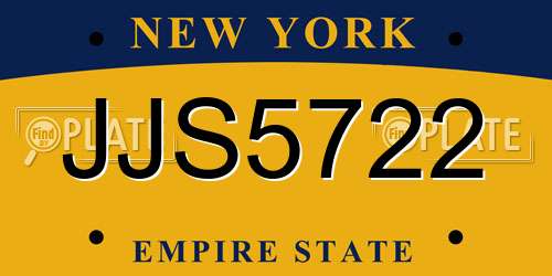 JJS5722 New York License Plate