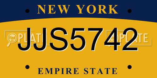 JJS5742 New York License Plate