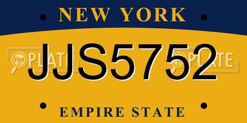 JJS5752 New York License Plate