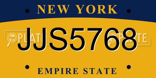 JJS5768 New York License Plate