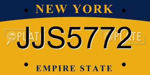 JJS5772 New York License Plate
