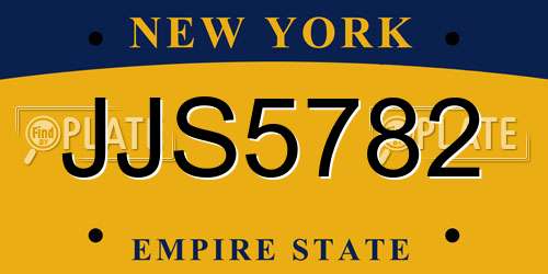 JJS5782 New York License Plate