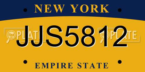 JJS5812 New York License Plate