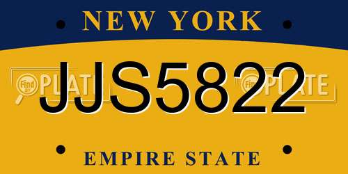 JJS5822 New York License Plate