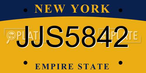 JJS5842 New York License Plate
