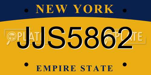 JJS5862 New York License Plate