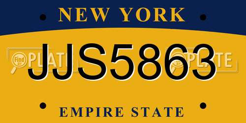JJS5863 New York License Plate