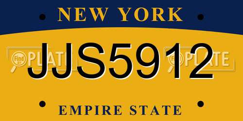 JJS5912 New York License Plate