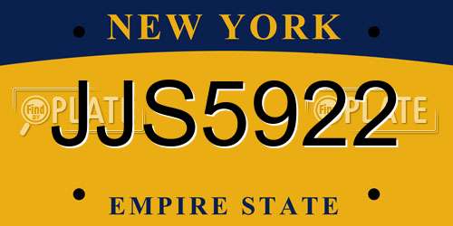 JJS5922 New York License Plate