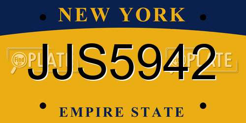 JJS5942 New York License Plate