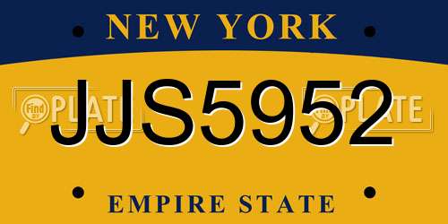 JJS5952 New York License Plate