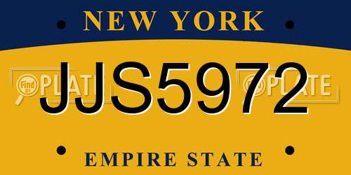 JJS5972 New York License Plate
