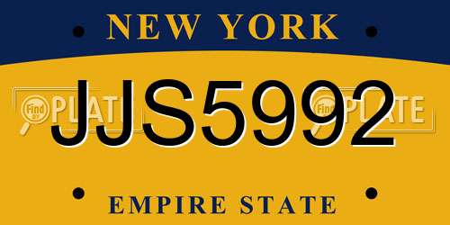 JJS5992 New York License Plate