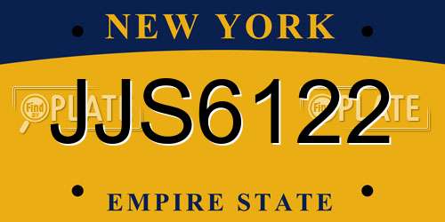 JJS6122 New York License Plate