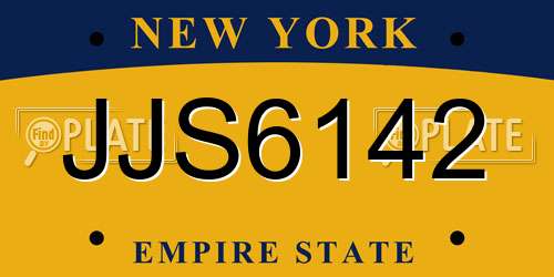 JJS6142 New York License Plate