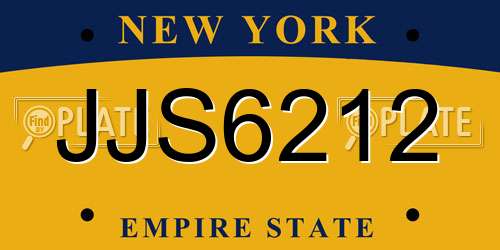JJS6212 New York License Plate
