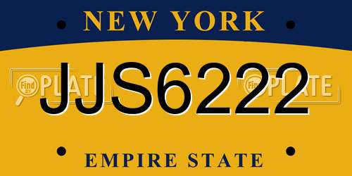 JJS6222 New York License Plate