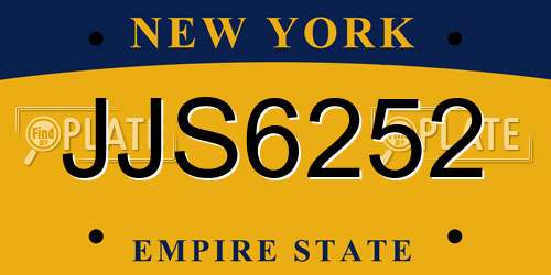 JJS6252 New York License Plate
