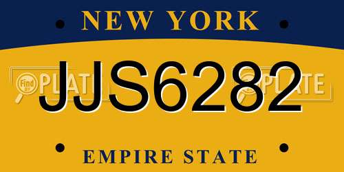 JJS6282 New York License Plate