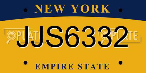 JJS6332 New York License Plate