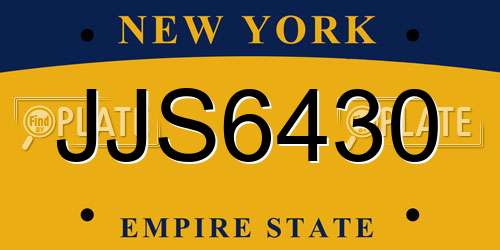 JJS6430 New York License Plate