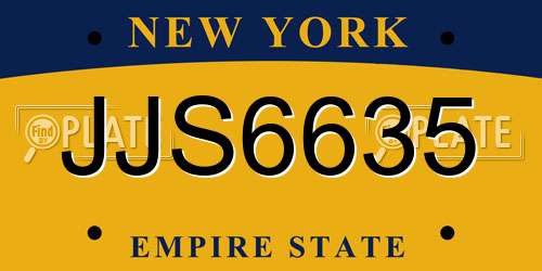 JJS6635 New York License Plate