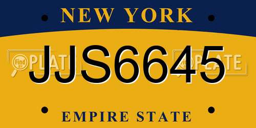 JJS6645 New York License Plate