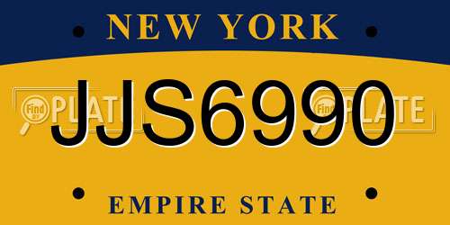 JJS6990 New York License Plate
