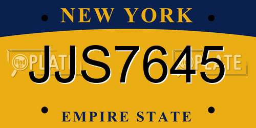 JJS7645 New York License Plate