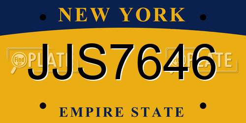 JJS7646 New York License Plate