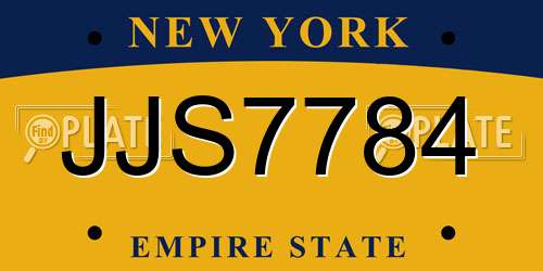 JJS7784 New York License Plate