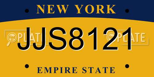 JJS8121 New York License Plate