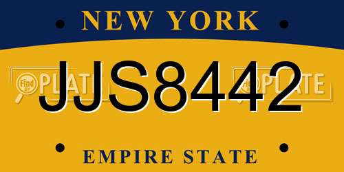 JJS8442 New York License Plate