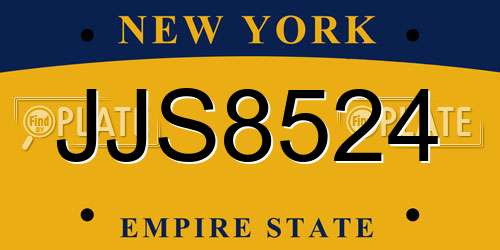 JJS8524 New York License Plate