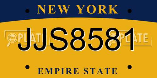 JJS8581 New York License Plate