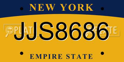 JJS8686 New York License Plate