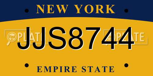 JJS8744 New York License Plate