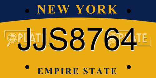 JJS8764 New York License Plate
