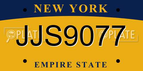 JJS9077 New York License Plate
