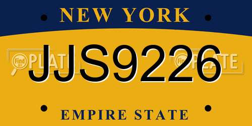 JJS9226 New York License Plate