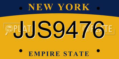 JJS9476 New York License Plate